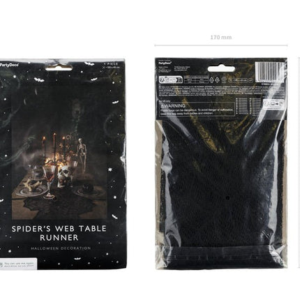 Halloween Tafelloper Spinnenweb 1,85m van Partydeco koop je bij Partywinkel