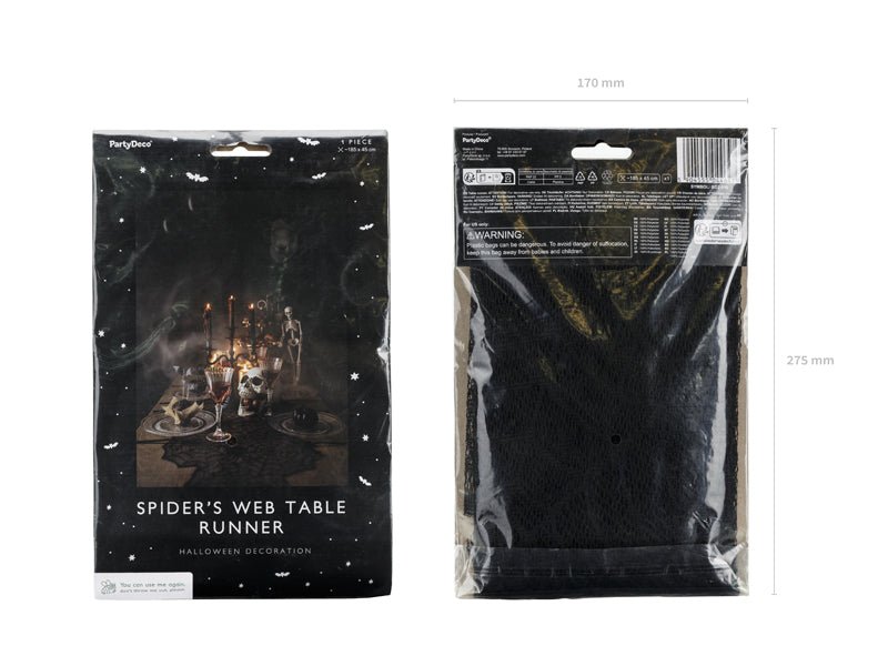 Halloween Tafelloper Spinnenweb 1,85m van Partydeco koop je bij Partywinkel