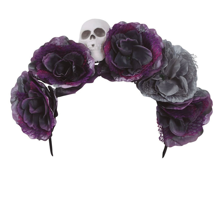 Halloween Tiara Bloemen Grijs van Fiestas Guirca koop je bij Partywinkel