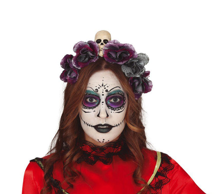 Halloween Tiara Bloemen Grijs van Fiestas Guirca koop je bij Partywinkel