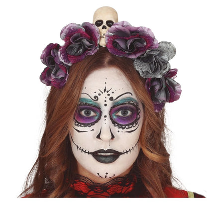 Halloween Tiara Bloemen Grijs van Fiestas Guirca koop je bij Partywinkel