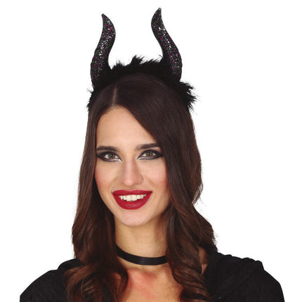 Halloween Tiara Glitter Hoorns van Fiestas Guirca koop je bij Partywinkel