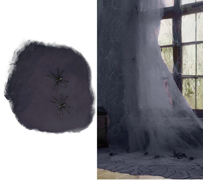 Halloween Wanddecoratie Zwart Spinnenweb 100gr van Fiestas Guirca koop je bij Partywinkel