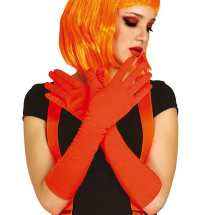 Handschoenen Neon Oranje 45cm van Fiestas Guirca koop je bij Partywinkel