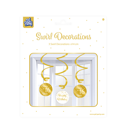 Hangdecoratie 16 Jaar Happy Birthday 17cm 3st van Paper Dreams koop je bij Partywinkel