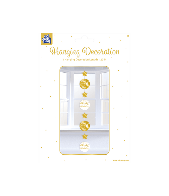 Hangdecoratie 18 Jaar Goud Wit 20,5cm van Paper Dreams koop je bij Partywinkel