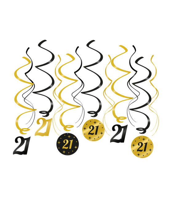 Hangdecoratie 21 Jaar 14cm 12st van Paper Dreams koop je bij Partywinkel