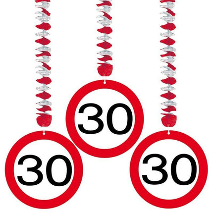 Hangdecoratie 30 Jaar Verkeersbord 75cm 3st van Folat koop je bij Partywinkel