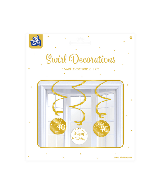 Hangdecoratie 40 Jaar Happy Birthday 17cm 3st van Paper Dreams koop je bij Partywinkel