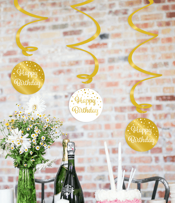 Hangdecoratie 40 Jaar Happy Birthday 17cm 3st van Paper Dreams koop je bij Partywinkel