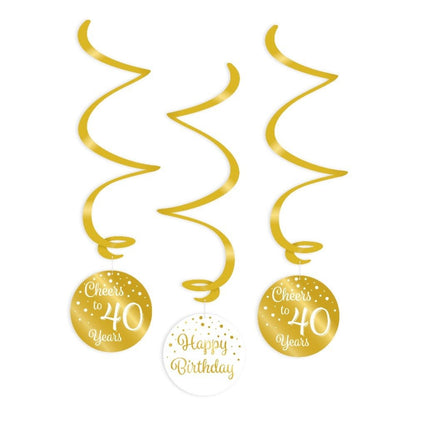 Hangdecoratie 40 Jaar Happy Birthday 17cm 3st van Paper Dreams koop je bij Partywinkel