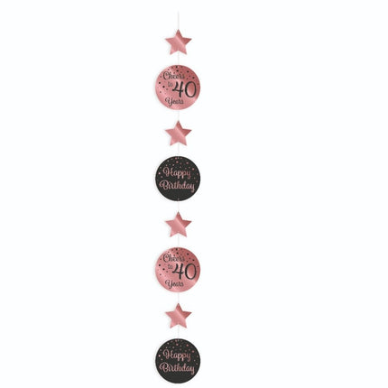 Hangdecoratie 40 Jaar Roze Zwart 20,5cm van Paper Dreams koop je bij Partywinkel