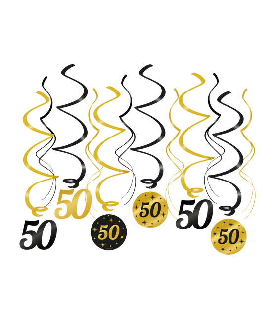 Hangdecoratie 50 Jaar 14cm 12st van Paper Dreams koop je bij Partywinkel