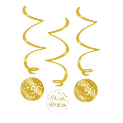 Hangdecoratie 50 Jaar Happy Birthday 17cm 3st van Paper Dreams koop je bij Partywinkel