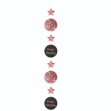 Hangdecoratie 50 Jaar Roze Zwart 20,5cm van Paper Dreams koop je bij Partywinkel