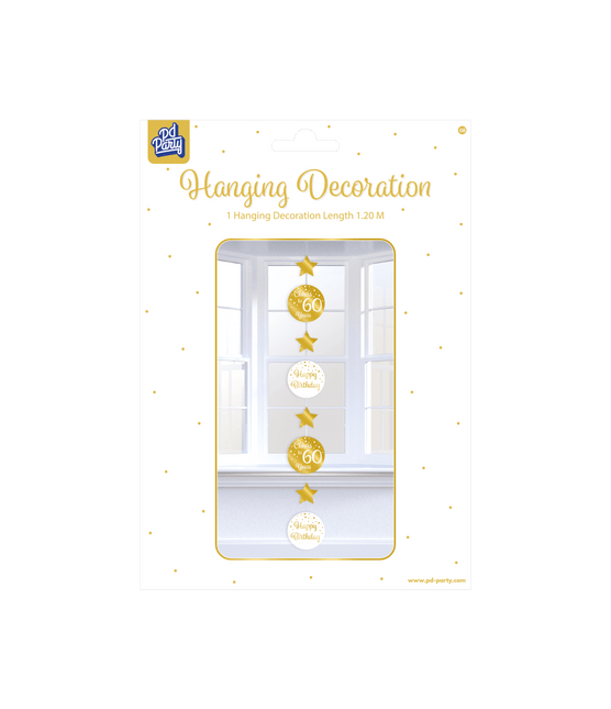 Hangdecoratie 60 Jaar Goud Wit 20,5cm van Paper Dreams koop je bij Partywinkel