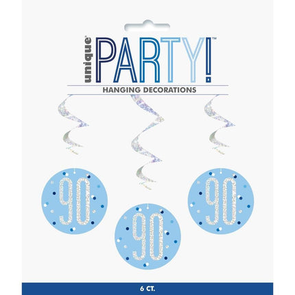 Hangdecoratie 90 Jaar Blauw 81cm 6st van Unique koop je bij Partywinkel