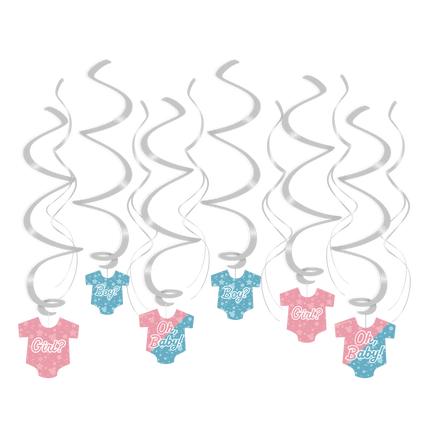 Hangdecoratie Gender Reveal 14cm 12st van Paper Dreams koop je bij Partywinkel