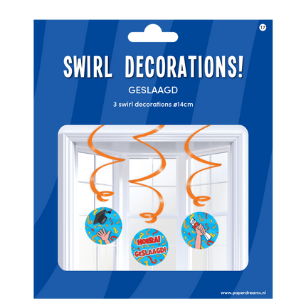 Hangdecoratie Geslaagd 14cm 3st van Paper Dreams koop je bij Partywinkel