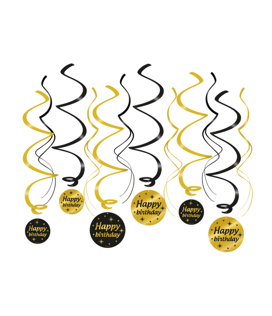 Hangdecoratie Happy Birthday 14cm 12st van Paper Dreams koop je bij Partywinkel