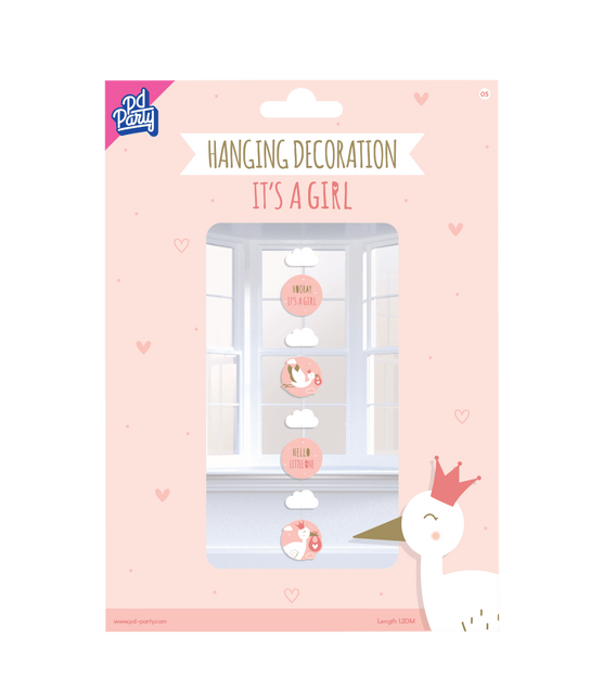 Hangdecoratie Newborn Baby Girl 120cm van Paper Dreams koop je bij Partywinkel