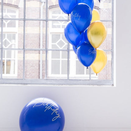 Happy Birthday Ballonnen Blauw 30cm 12st van Folat koop je bij Partywinkel
