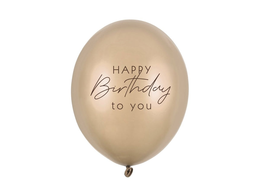 Happy Birthday Ballonnen Goud 30cm 6st van Partydeco koop je bij Partywinkel