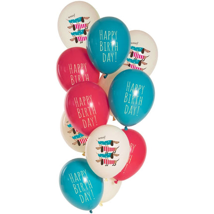 Happy Birthday Ballonnen Hond 33cm 12st van Folat koop je bij Partywinkel
