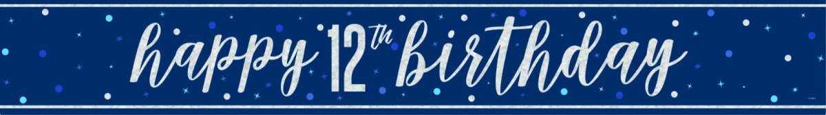 Happy Birthday Banner Blauw 12 Jaar 2,74m van Unique koop je bij Partywinkel