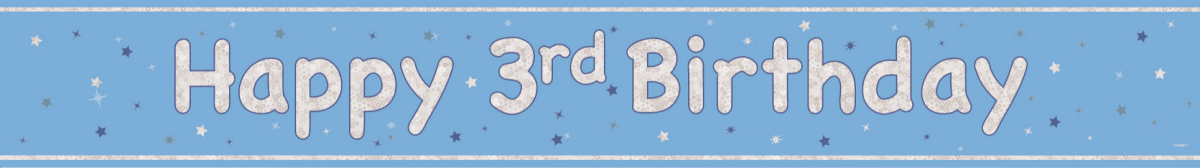 Happy Birthday Banner Lichtblauw 3 Jaar 2,74m van Unique koop je bij Partywinkel