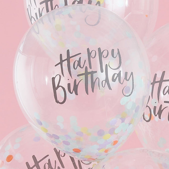 Happy Birthday Confetti Ballonnen 30cm 5st van Ginger Ray koop je bij Partywinkel