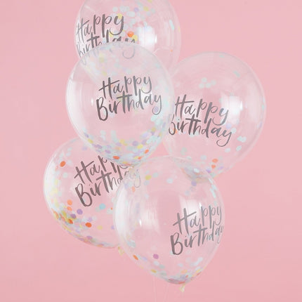 Happy Birthday Confetti Ballonnen 30cm 5st van Ginger Ray koop je bij Partywinkel