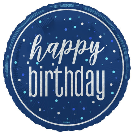 Happy Birthday Helium Ballon Blauw Leeg 45cm van Unique koop je bij Partywinkel