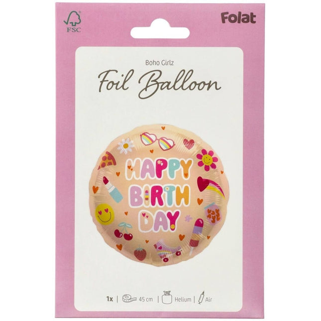Happy Birthday Helium Ballon Emoij Leeg 45cm van Folat koop je bij Partywinkel