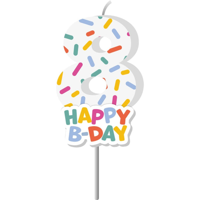 Happy Birthday Kaars 8 Jaar 7cm van Folat koop je bij Partywinkel