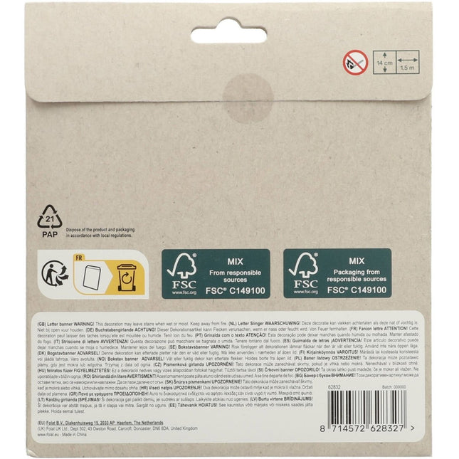 Happy Birthday Letterslinger Eco 1,5m van Folat koop je bij Partywinkel