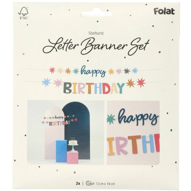 Happy Birthday Letterslinger Gekleurd Ster 1,5m van Folat koop je bij Partywinkel