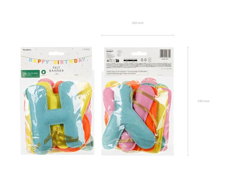 Happy Birthday Letterslinger Gekleurd Vilt 3m van Partydeco koop je bij Partywinkel