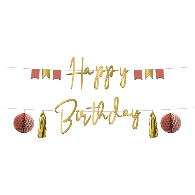 Happy Birthday Letterslinger Golden Dusk 1,5m van Folat koop je bij Partywinkel