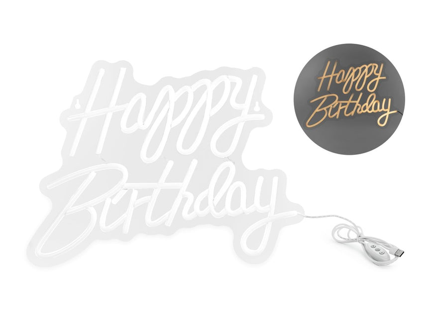 Happy Birthday Licht Letter Wit 40cm van Partydeco koop je bij Partywinkel