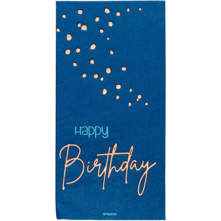 Happy Birthday Servetten Blauw 33cm 10st van Folat koop je bij Partywinkel