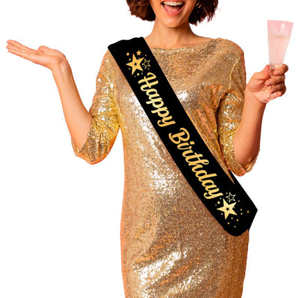 Happy Birthday Sjerp Zwart Goud van Fiestas Guirca koop je bij Partywinkel