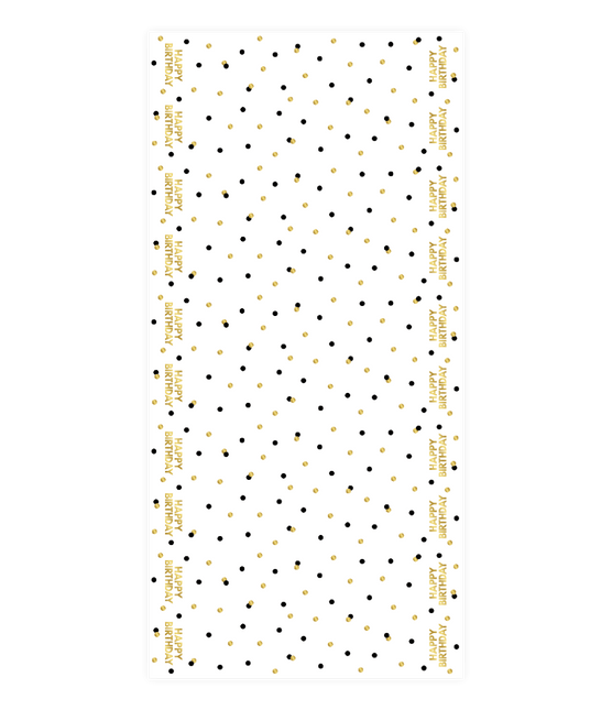 Happy Birthday Tafelkleed Stippen 2,74m van Paper Dreams koop je bij Partywinkel