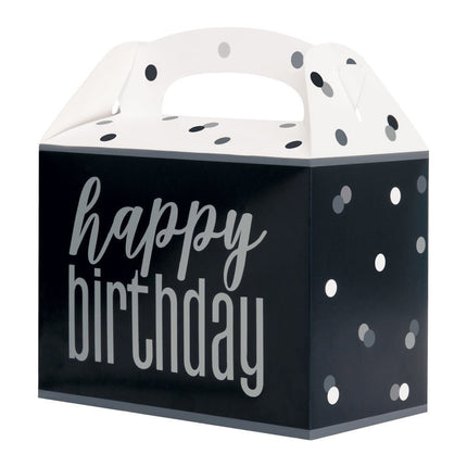 Happy Birthday Traktatiedoosjes Zwart 6st van Unique koop je bij Partywinkel