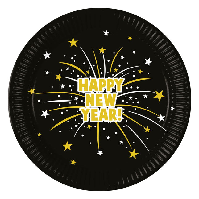 Happy New Year Borden Papier 23cm 8st van Procos koop je bij Partywinkel