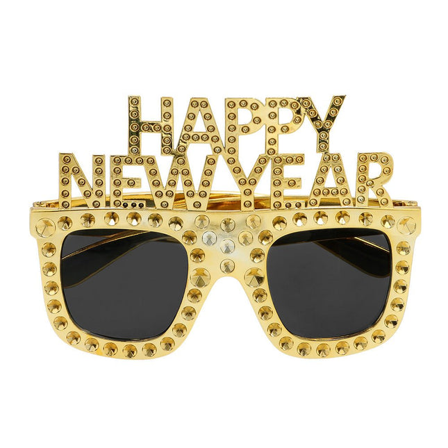 Happy New Year Bril Goud van Boland koop je bij Partywinkel