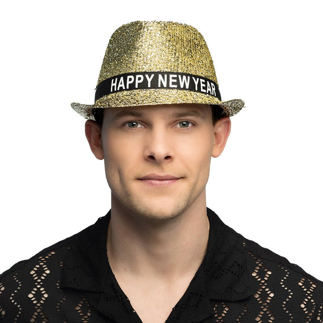 Happy New Year Hoed Goud Glitters van Boland koop je bij Partywinkel