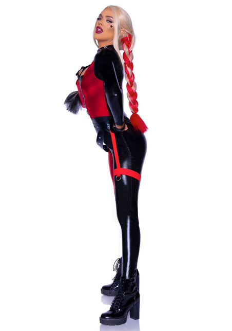 Harley Quinn Catsuit Rood Zwart Dames Leg Avenue van Leg Avenue koop je bij Partywinkel
