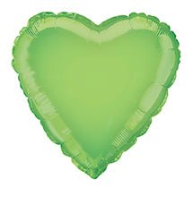 Hart Helium Ballon Lime Groen Leeg 45cm van Unique koop je bij Partywinkel