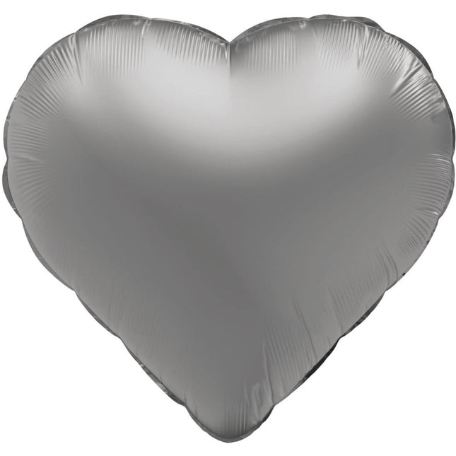 Hart Helium Ballon Zilver Leeg 45cm van Folat koop je bij Partywinkel